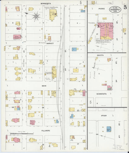 Sanborn Fire Insurance Map from Shakopee, Scott County, Minnesota (1902), Sheet #0005 - Complete Map Set gallery image, historic Sanborn map, vintage wall art, Minnesota Minnesota