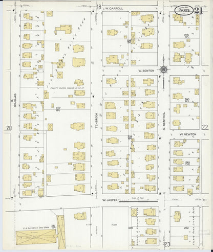 Sanborn Fire Insurance Map from Paris, Edgar County, Illinois (1916), Sheet #0021 - Complete Map Set gallery image, historic Sanborn map, vintage wall art, Illinois Illinois