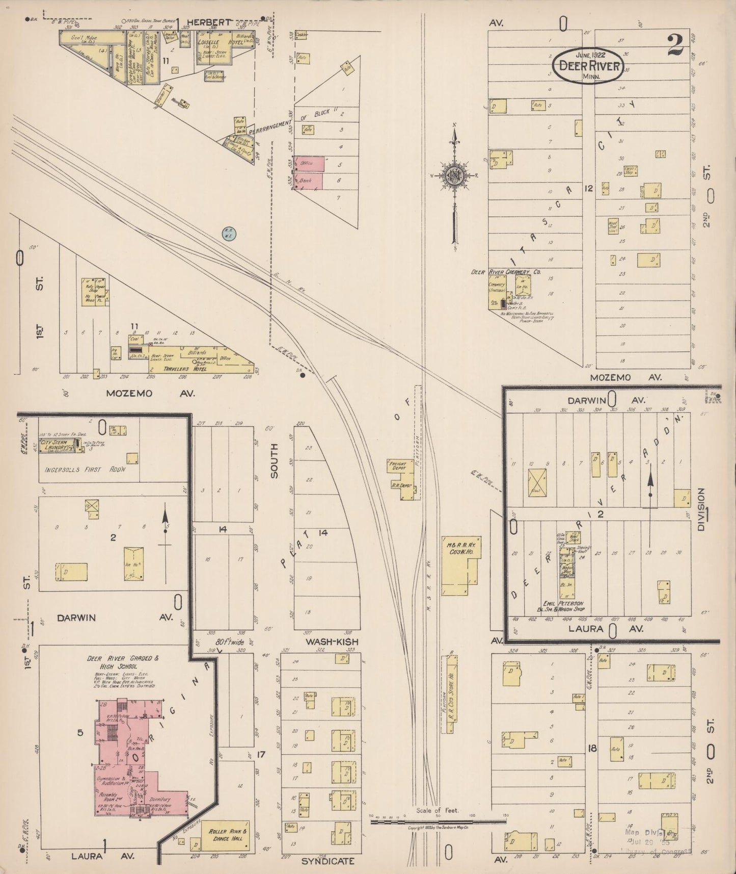 Sanborn Fire Insurance Map from Deer River, Itasca County, Minnesota (1922), Sheet #0002 - Complete Map Set gallery image, historic Sanborn map, vintage wall art, Minnesota Minnesota