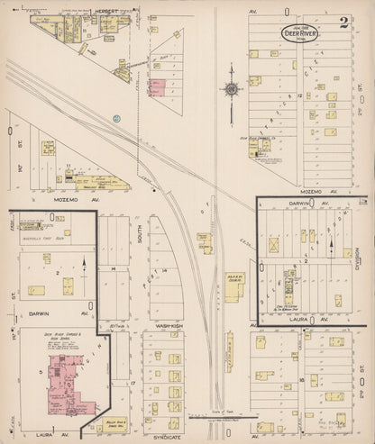 Sanborn Fire Insurance Map from Deer River, Itasca County, Minnesota (1922), Sheet #0002 - Complete Map Set gallery image, historic Sanborn map, vintage wall art, Minnesota Minnesota