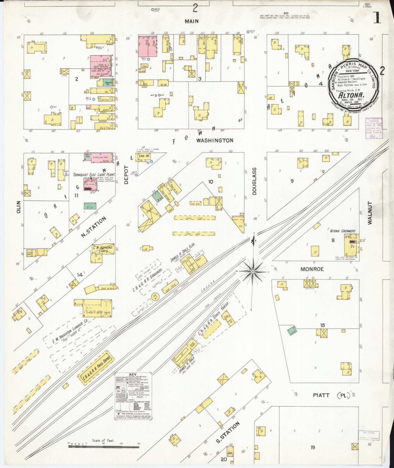 Sanborn Fire Insurance Map from Altona, Knox County, Illinois (1901), Sheet #0001 - Complete Map Set gallery image, historic Sanborn map, vintage wall art, Illinois Illinois