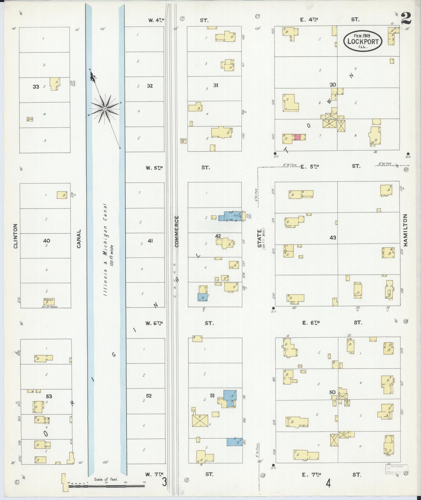 Sanborn Fire Insurance Map from Lockport, Will County, Illinois (1909), Sheet #0002 - Complete Map Set gallery image, historic Sanborn map, vintage wall art, Illinois Illinois