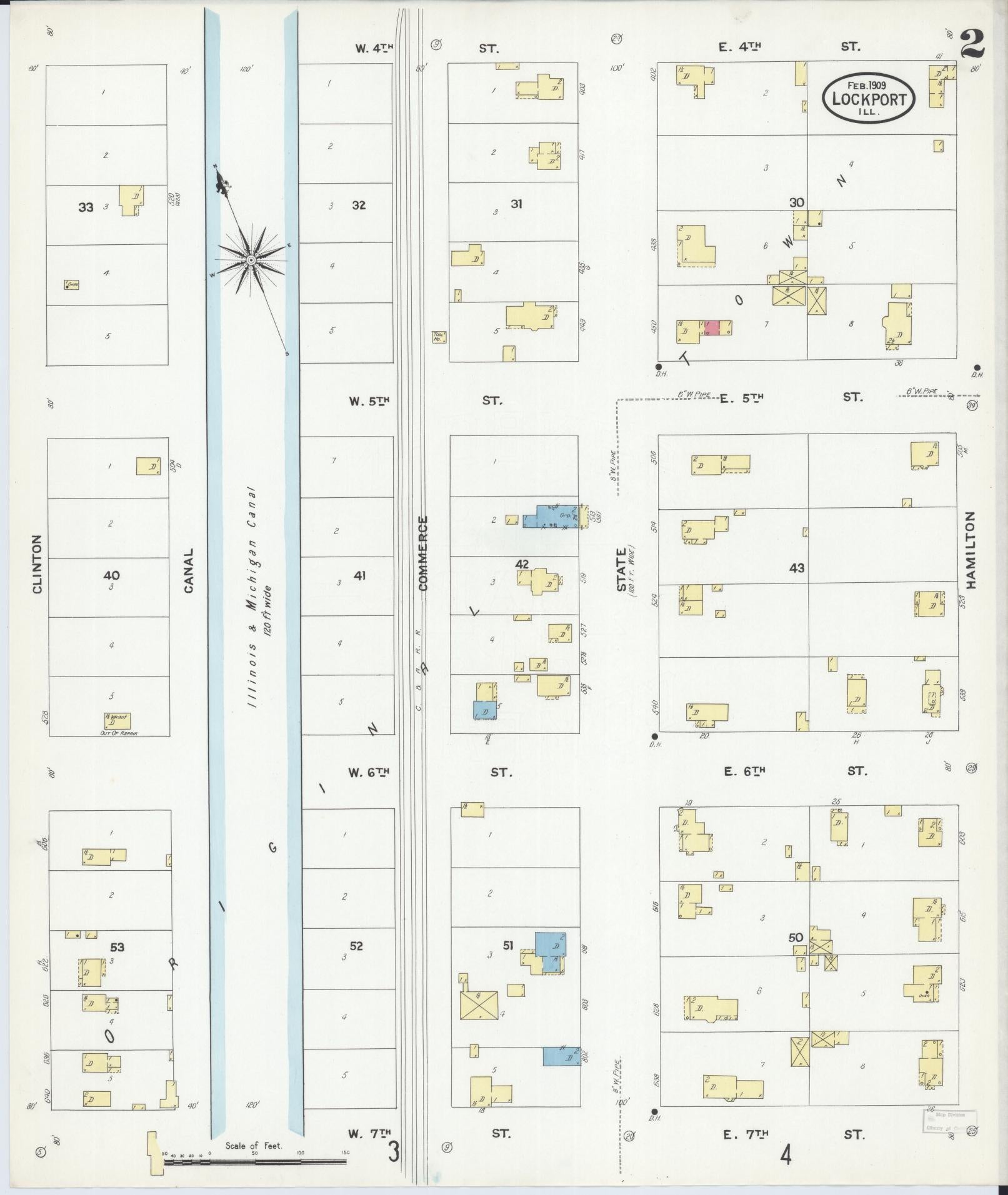 Sanborn Fire Insurance Map from Lockport, Will County, Illinois (1909), Sheet #0002 - Complete Map Set gallery image, historic Sanborn map, vintage wall art, Illinois Illinois