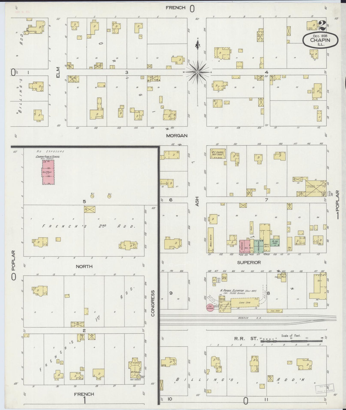 Sanborn Fire Insurance Map from Chapin, Morgan County, Illinois (1898), Sheet #0002 - Complete Map Set gallery image, historic Sanborn map, vintage wall art, Illinois Illinois
