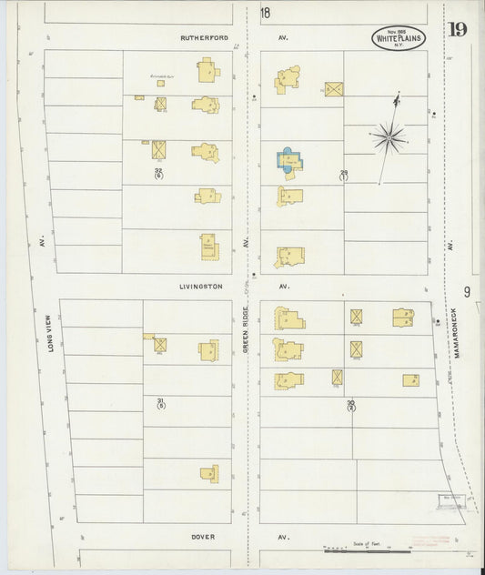 Sanborn Fire Insurance Map from White Plains, Westchester County, New York (1905), Sheet #0019 - Historic Sanborn Fire Insurance Map Print, vintage old map wall art, antique decor, genealogy gift, New York New York map