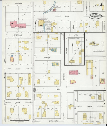 Sanborn Fire Insurance Map from Carson City, Montcalm County, Michigan (1918), Sheet #0004 - Complete Map Set gallery image, historic Sanborn map, vintage wall art, Michigan Michigan