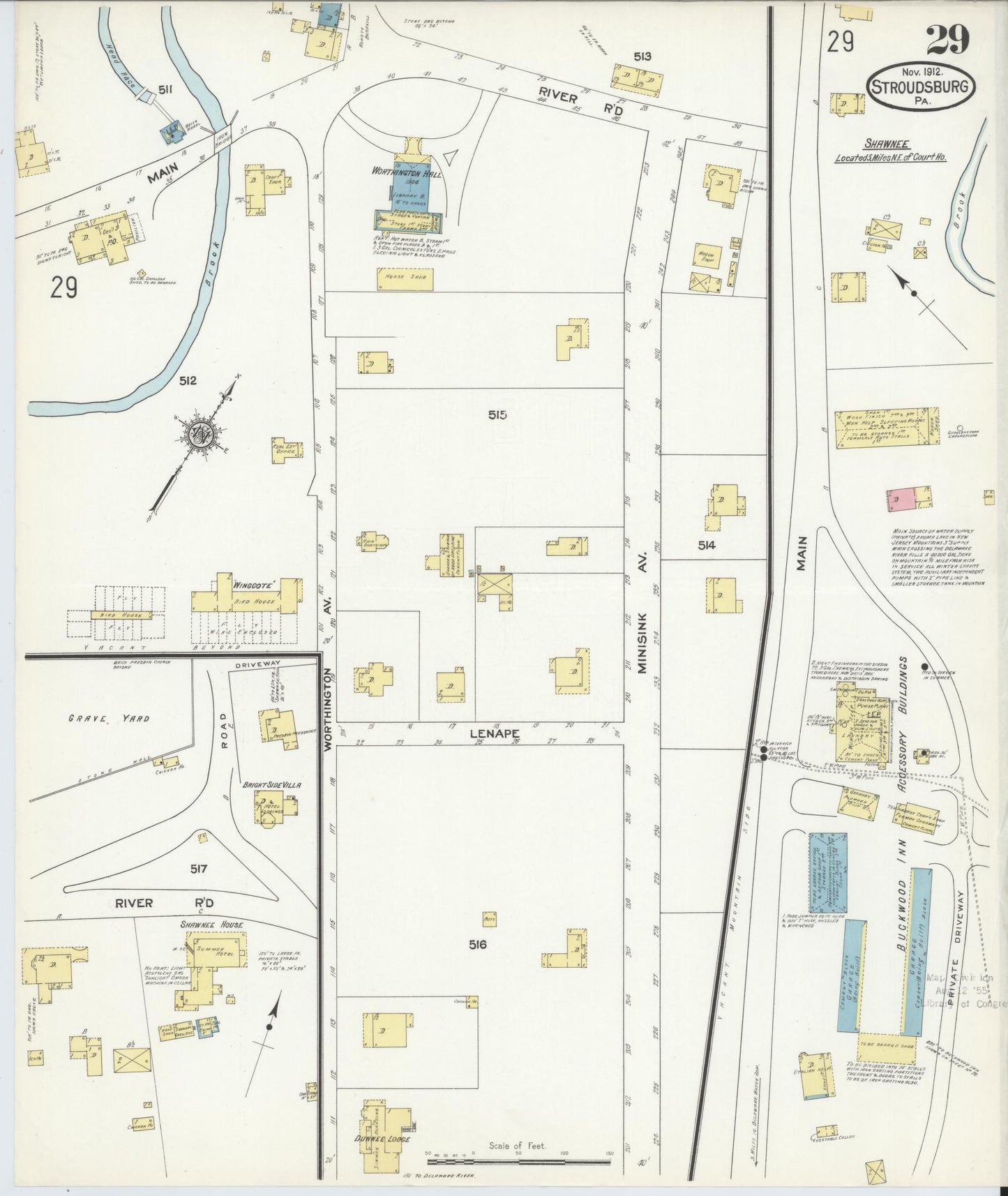 Sanborn Fire Insurance Map from Stroudsburg, Monroe County, Pennsylvania (1912), Sheet #0029 - Complete Map Set gallery image, historic Sanborn map, vintage wall art, Pennsylvania Pennsylvania