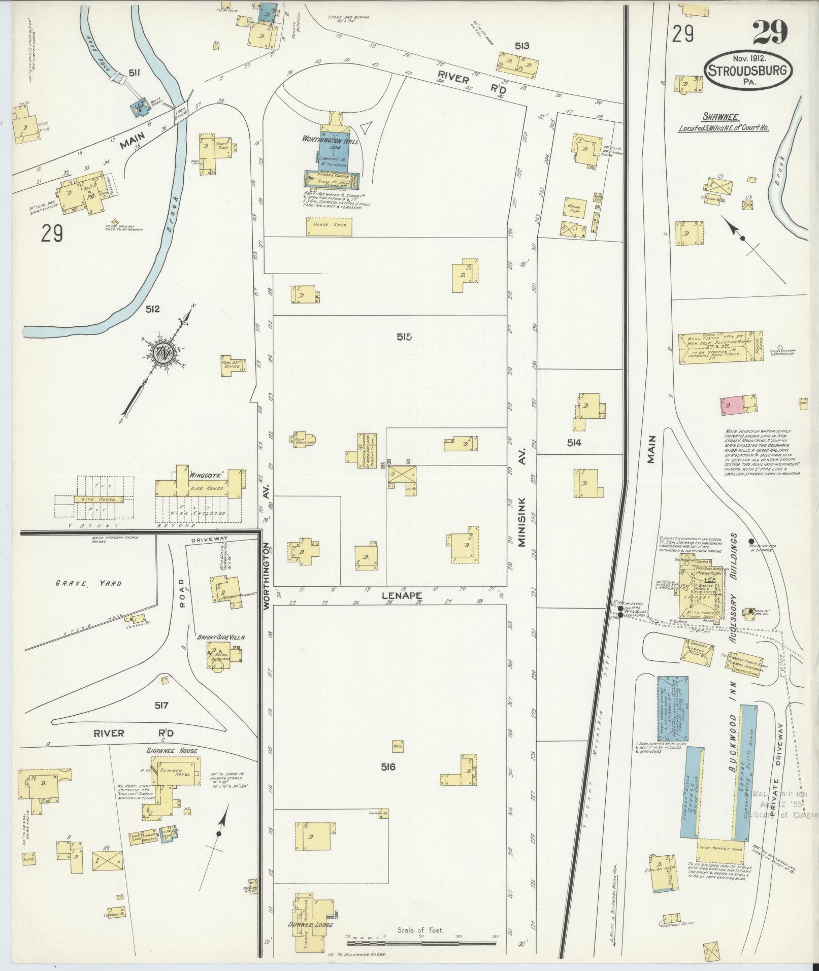 Sanborn Fire Insurance Map from Stroudsburg, Monroe County, Pennsylvania (1912), Sheet #0029 - Complete Map Set gallery image, historic Sanborn map, vintage wall art, Pennsylvania Pennsylvania