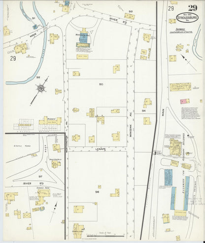Sanborn Fire Insurance Map from Stroudsburg, Monroe County, Pennsylvania (1912), Sheet #0029 - Complete Map Set gallery image, historic Sanborn map, vintage wall art, Pennsylvania Pennsylvania
