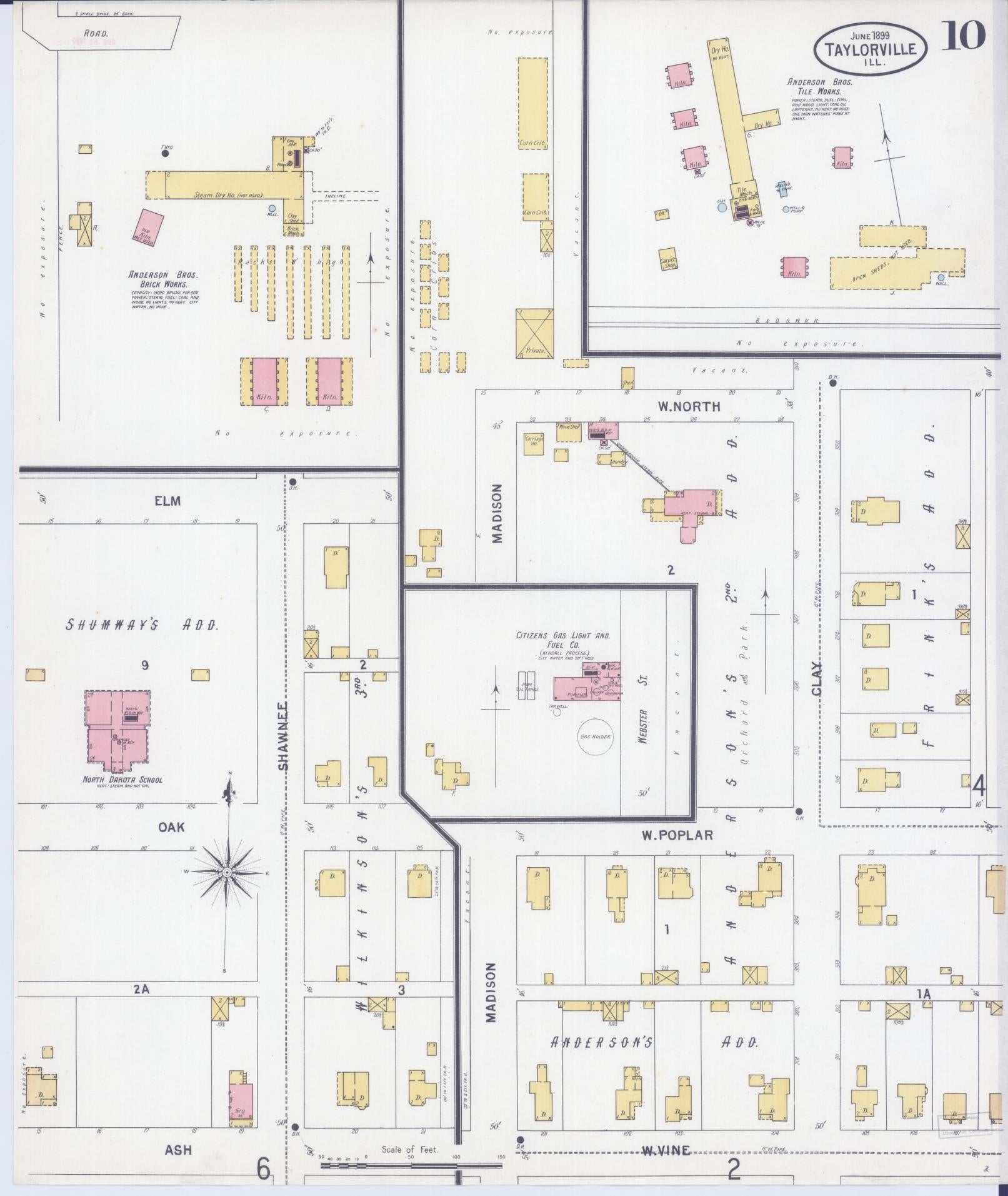 Sanborn Fire Insurance Map from Taylorville, Christian County, Illinois (1899), Sheet #0010 - Complete Map Set gallery image, historic Sanborn map, vintage wall art, Illinois Illinois