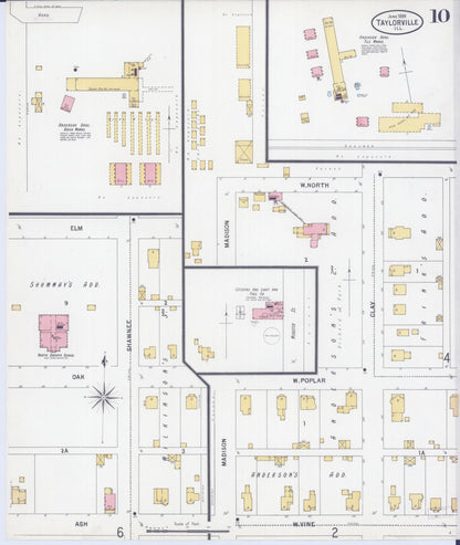 Sanborn Fire Insurance Map from Taylorville, Christian County, Illinois (1899), Sheet #0010 - Complete Map Set gallery image, historic Sanborn map, vintage wall art, Illinois Illinois