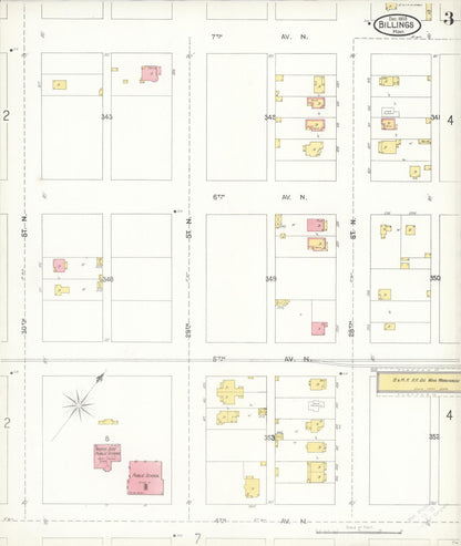 Sanborn Fire Insurance Map from Billings, Yellowstone County, Montana (1903), Sheet #0003 - Complete Map Set gallery image, historic Sanborn map, vintage wall art, Montana Montana