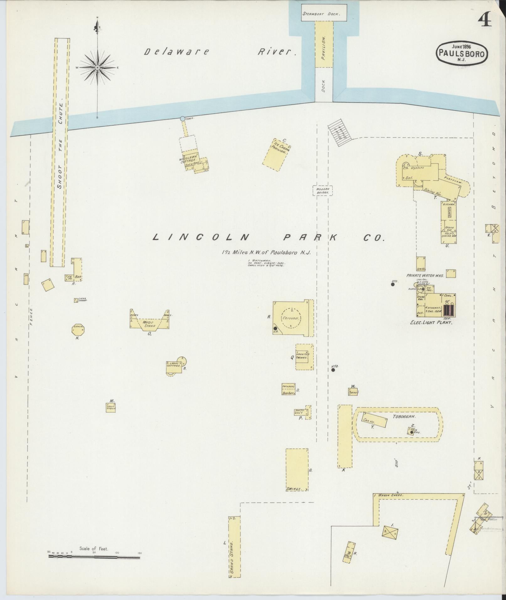 Sanborn Fire Insurance Map from Paulsboro, Gloucester County, New Jersey (1896), Sheet #0004 - Historic Sanborn Fire Insurance Map Print, vintage old map wall art, antique decor, genealogy gift, New Jersey New Jersey map