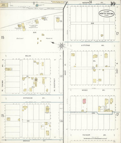 Sanborn Fire Insurance Map from North Yakima, Yakima County, Washington (1897), Sheet #0016 - Complete Map Set gallery image, historic Sanborn map, vintage wall art, Washington Washington
