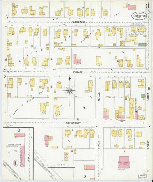 Sanborn Fire Insurance Map from Princeton, Gibson County, Indiana (1900), Sheet #0003 - Historic Sanborn Fire Insurance Map Print, vintage old map wall art, antique decor, genealogy gift, Indiana Indiana map