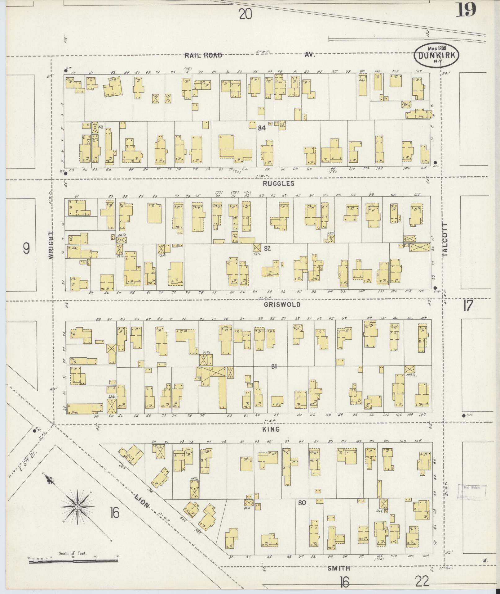 Sanborn Fire Insurance Map from Dunkirk, Chautauqua County, New York (1898), Sheet #0019 - Complete Map Set gallery image, historic Sanborn map, vintage wall art, New York New York