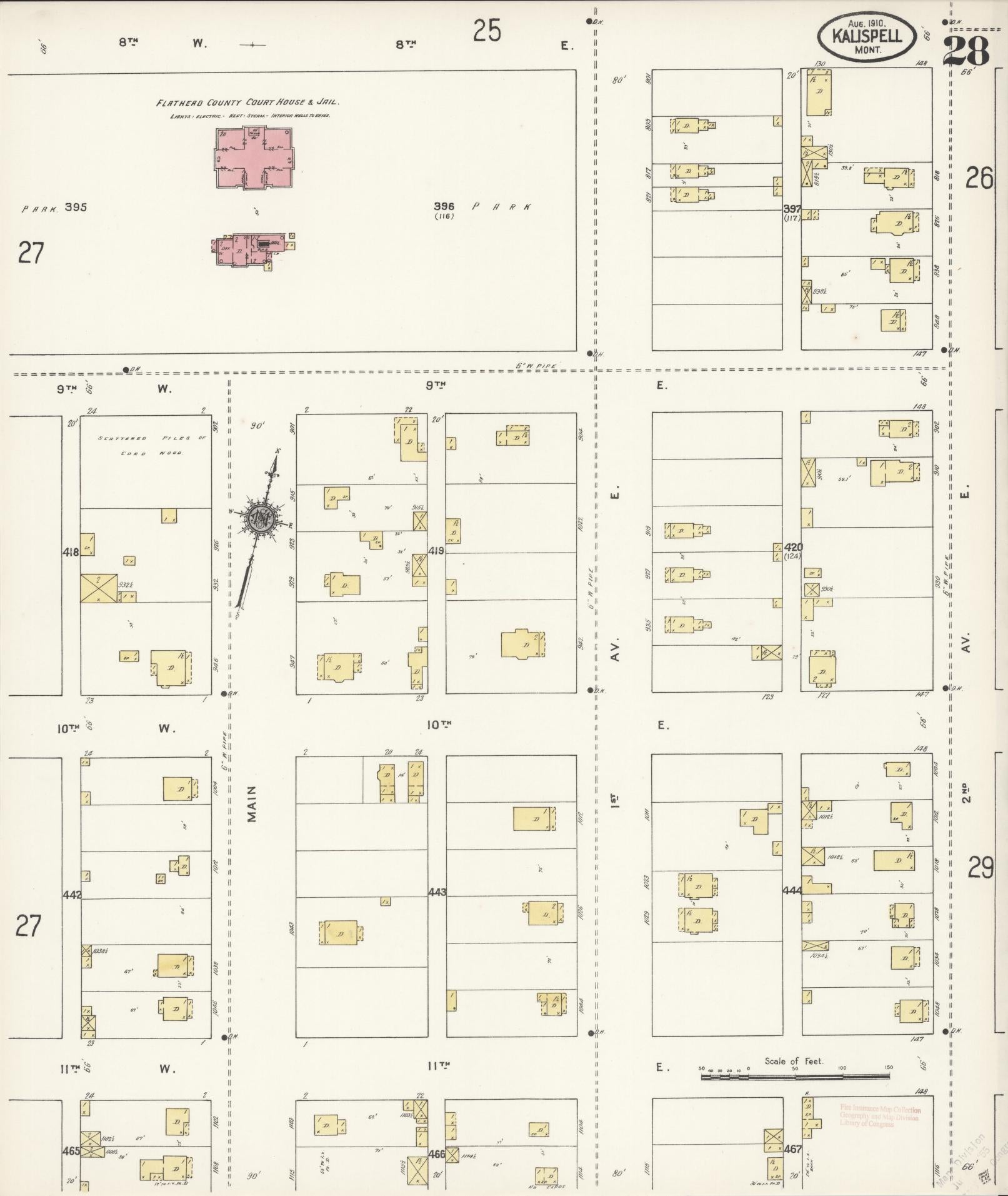 Sanborn Fire Insurance Map from Kalispell, Flathead County, Montana (1910), Sheet #0028 - Complete Map Set gallery image, historic Sanborn map, vintage wall art, Montana Montana