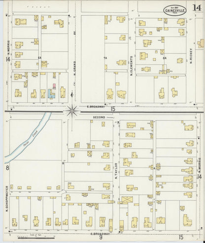 Sanborn Fire Insurance Map from Gainesville, Cooke County, Texas (1897), Sheet #0014 - Complete Map Set gallery image, historic Sanborn map, vintage wall art, Texas Texas