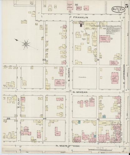 Sanborn Fire Insurance Map from Butler, Butler County, Pennsylvania (1886), Sheet #0005 - Complete Map Set gallery image, historic Sanborn map, vintage wall art, Pennsylvania Pennsylvania
