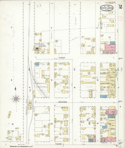 Sanborn Fire Insurance Map from Deer Lodge, Powell County, Montana (1894), Sheet #0002 - Complete Map Set gallery image, historic Sanborn map, vintage wall art, Montana Montana