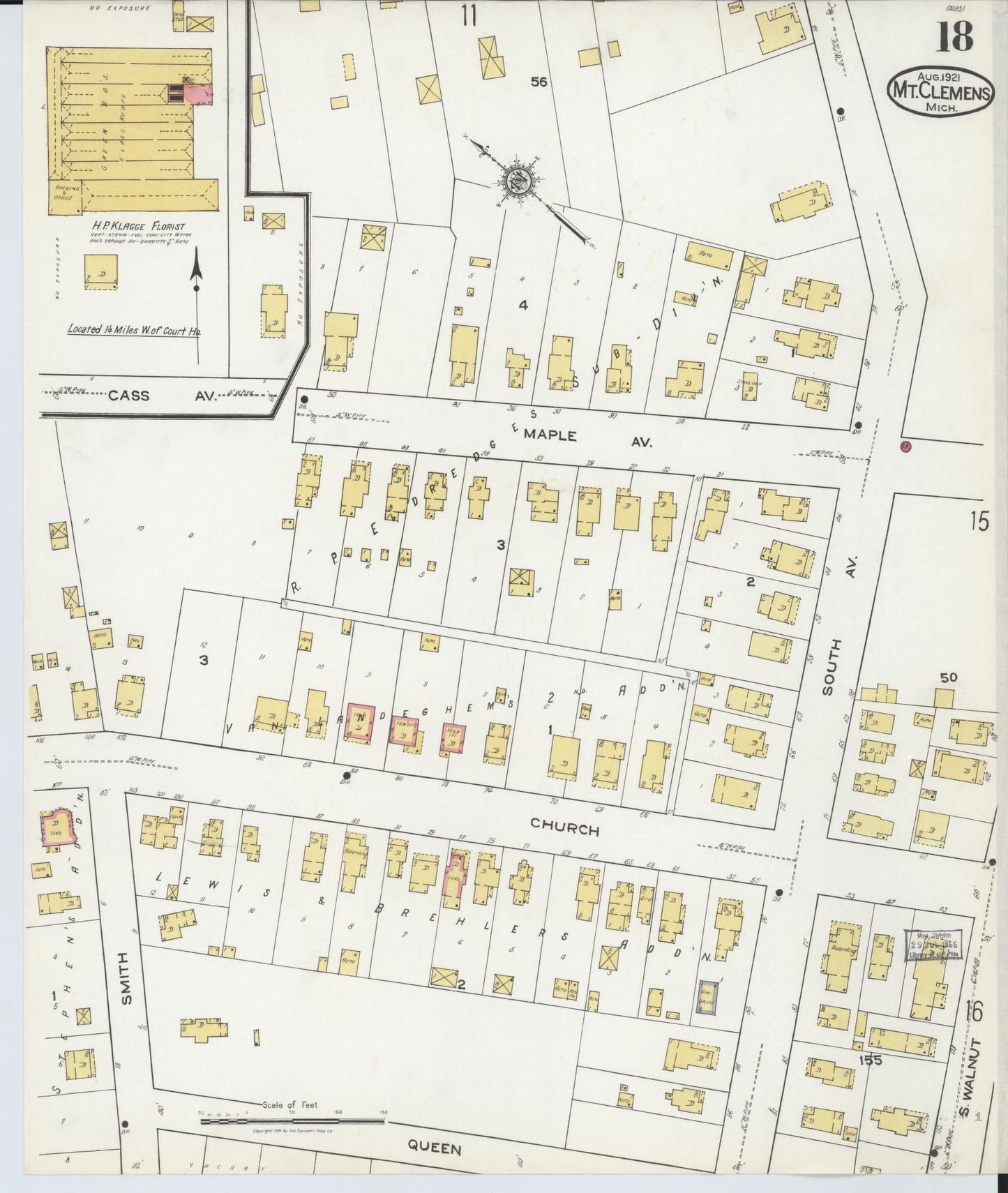 Sanborn Fire Insurance Map from Mount Clemens, Macomb County, Michigan (1921), Sheet #0018 - Complete Map Set gallery image, historic Sanborn map, vintage wall art, Michigan Michigan