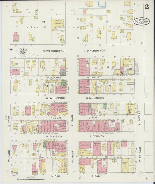 Sanborn Fire Insurance Map from Du Quoin, Perry County, Illinois (1894), Sheet #0002 - Historic Sanborn Fire Insurance Map Print, vintage old map wall art, antique decor, genealogy gift, Illinois Illinois map