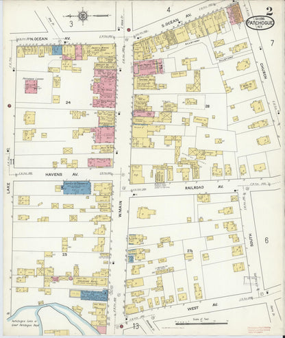 Sanborn Fire Insurance Map from Patchogue, Suffolk County, New York (1916), Sheet #0002 - Complete Map Set gallery image, historic Sanborn map, vintage wall art, New York New York