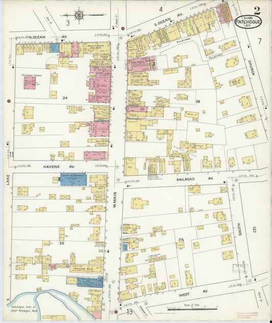 Sanborn Fire Insurance Map from Patchogue, Suffolk County, New York (1916), Sheet #0002 - Complete Map Set gallery image, historic Sanborn map, vintage wall art, New York New York
