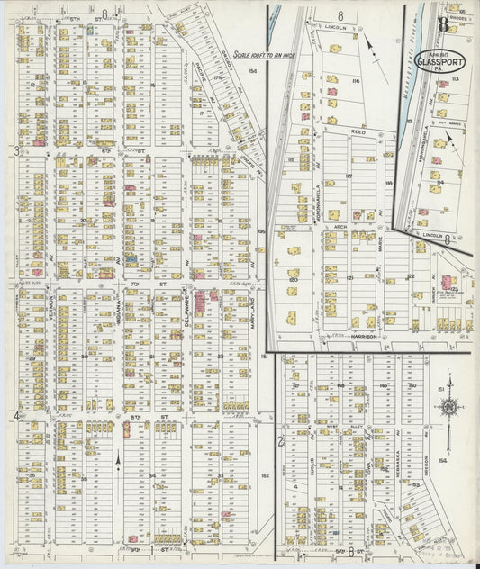 Sanborn Fire Insurance Map from Glassport, Allegheny County, Pennsylvania (1917), Sheet #0008 - Historic Sanborn Fire Insurance Map Print, vintage old map wall art, antique decor, genealogy gift, Pennsylvania Pennsylvania map