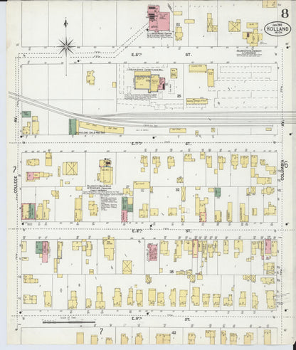 Sanborn Fire Insurance Map from Holland, Ottawa County, Michigan (1902), Sheet #0008 - Complete Map Set gallery image, historic Sanborn map, vintage wall art, Michigan Michigan