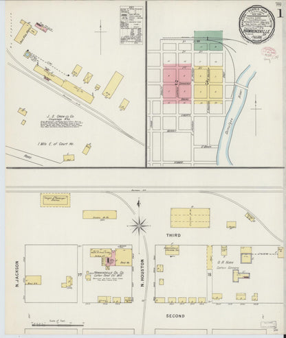 Sanborn Fire Insurance Map from Hawkinsville, Pulaski County, Georgia (1895), Sheet #0001 - Complete Map Set gallery image, historic Sanborn map, vintage wall art, Georgia Georgia