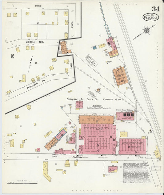 Sanborn Fire Insurance Map from Peekskill, Westchester County, New York (1911), Sheet #0034 - Historic Sanborn Fire Insurance Map Print, vintage old map wall art, antique decor, genealogy gift, New York New York map