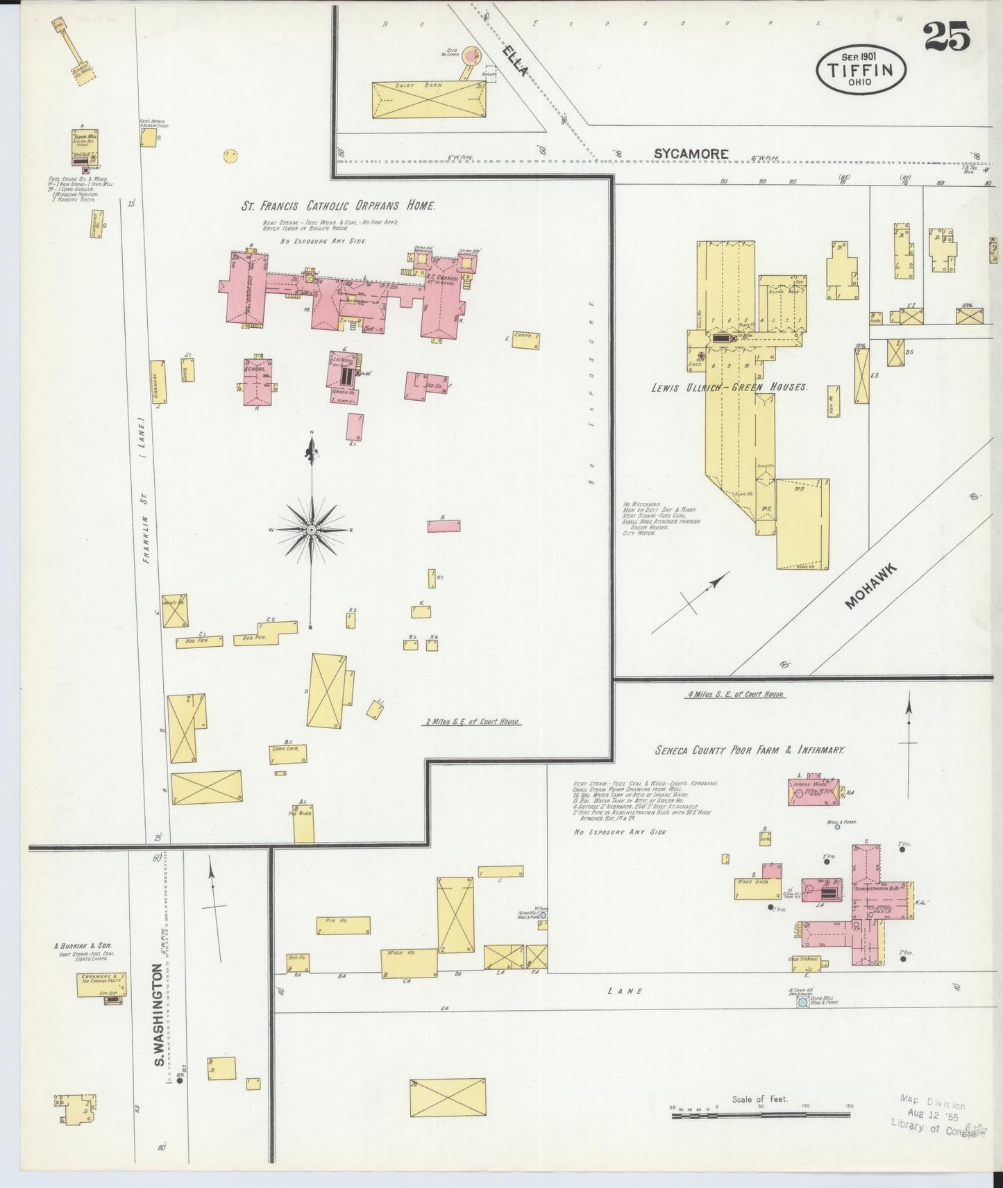 Sanborn Fire Insurance Map from Tiffin, Seneca County, Ohio (1901), Sheet #0025 - Complete Map Set gallery image, historic Sanborn map, vintage wall art, Ohio Ohio