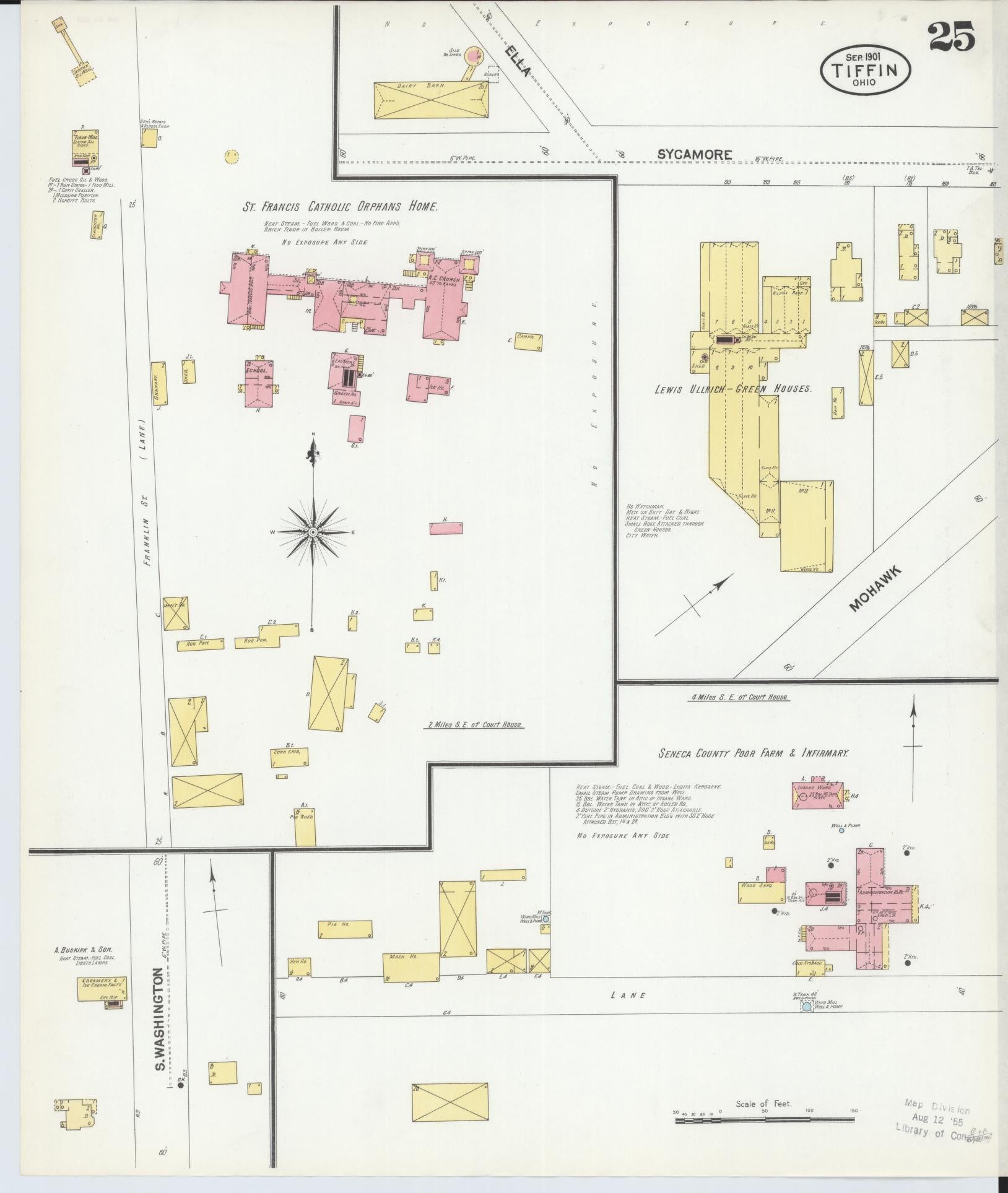 Sanborn Fire Insurance Map from Tiffin, Seneca County, Ohio (1901), Sheet #0025 - Complete Map Set gallery image, historic Sanborn map, vintage wall art, Ohio Ohio