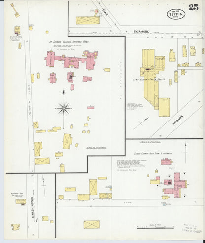 Sanborn Fire Insurance Map from Tiffin, Seneca County, Ohio (1901), Sheet #0025 - Complete Map Set gallery image, historic Sanborn map, vintage wall art, Ohio Ohio