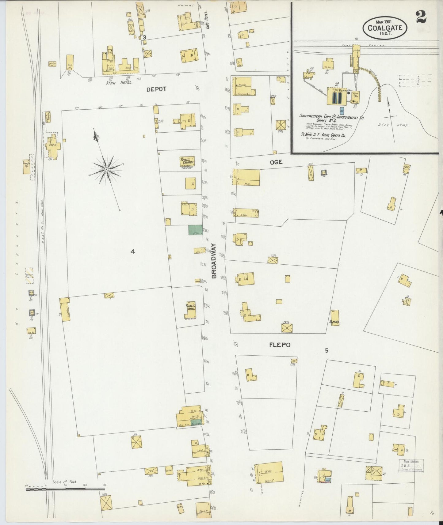 Sanborn Fire Insurance Map from Coalgate, Coal County, Oklahoma (1901), Sheet #0002 - Complete Map Set gallery image, historic Sanborn map, vintage wall art, Oklahoma Oklahoma