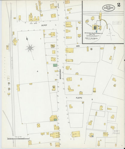 Sanborn Fire Insurance Map from Coalgate, Coal County, Oklahoma (1901), Sheet #0002 - Complete Map Set gallery image, historic Sanborn map, vintage wall art, Oklahoma Oklahoma