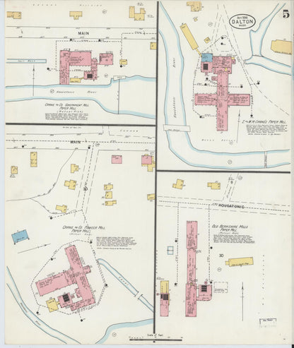Sanborn Fire Insurance Map from Dalton, Berkshire County, Massachusetts (1898), Sheet #0005 - Complete Map Set gallery image, historic Sanborn map, vintage wall art, Massachusetts Massachusetts