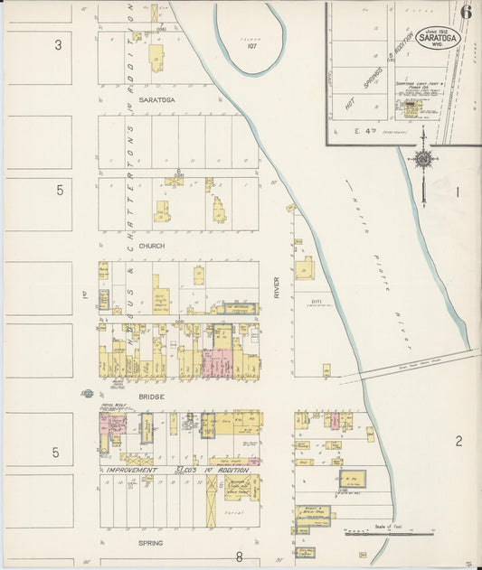 Sanborn Fire Insurance Map from Saratoga, Carbon County, Wyoming (1912), Sheet #0006 - Historic Sanborn Fire Insurance Map Print, vintage old map wall art, antique decor, genealogy gift, Wyoming Wyoming map