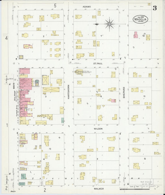 Sanborn Fire Insurance Map from Madelia, Watonwan County, Minnesota (1908), Sheet #0003 - Historic Sanborn Fire Insurance Map Print, vintage old map wall art, antique decor, genealogy gift, Minnesota Minnesota map