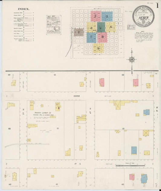 Sanborn Fire Insurance Map from Heber, Wasatch County, Utah (1917), Sheet #0001 - Historic Sanborn Fire Insurance Map Print, vintage old map wall art, antique decor, genealogy gift, Utah Utah map