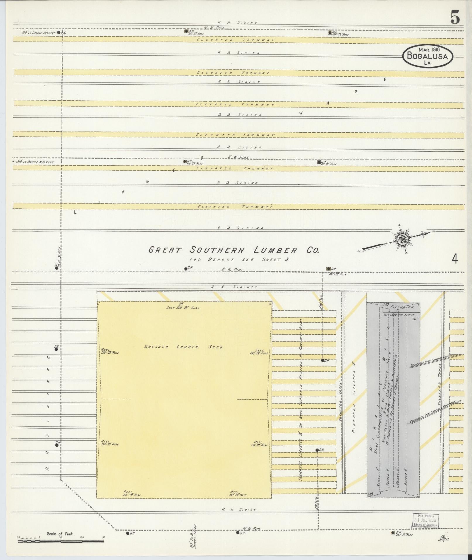 Sanborn Fire Insurance Map from Bogalusa, Washington Parish, Louisiana (1910), Sheet #0005 - Complete Map Set gallery image, historic Sanborn map, vintage wall art, Louisiana Louisiana