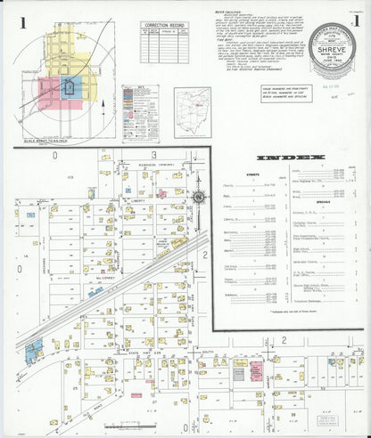 Sanborn Fire Insurance Map from Shreve, Wayne County, Ohio (1950), Sheet #0001 - Historic Sanborn Fire Insurance Map Print, vintage old map wall art, antique decor, genealogy gift, Ohio Ohio map
