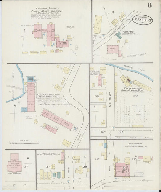 Sanborn Fire Insurance Map from Frankfort, Franklin County, Kentucky (1886), Sheet #0008 - Historic Sanborn Fire Insurance Map Print, vintage old map wall art, antique decor, genealogy gift, Kentucky Kentucky map