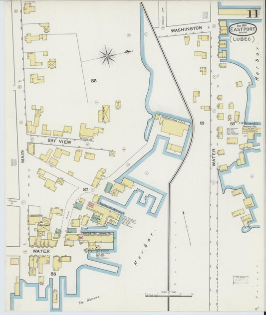 Sanborn Fire Insurance Map from Eastport, Washington County, Maine (1893), Sheet #0011 - Historic Sanborn Fire Insurance Map Print, vintage old map wall art, antique decor, genealogy gift, Maine Maine map