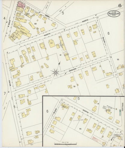 Sanborn Fire Insurance Map from Randolph, Norfolk County, Massachusetts (1897), Sheet #0006 - Historic Sanborn Fire Insurance Map Print, vintage old map wall art, antique decor, genealogy gift, Massachusetts Massachusetts map