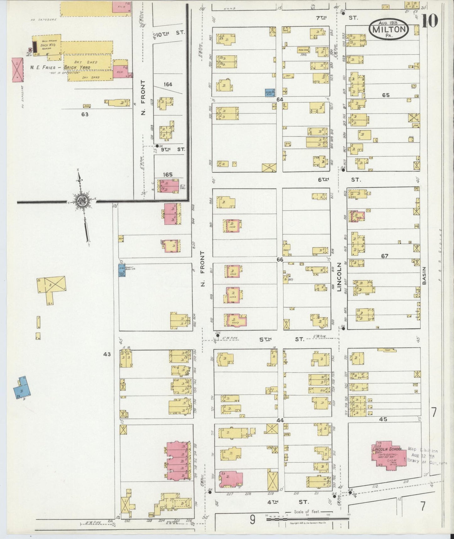 Sanborn Fire Insurance Map from Milton, Northumberland County, Pennsylvania (1918), Sheet #0010 - Complete Map Set gallery image, historic Sanborn map, vintage wall art, Pennsylvania Pennsylvania