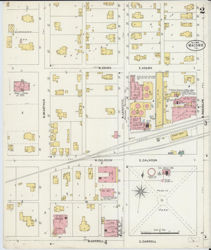 Sanborn Fire Insurance Map from Macomb, Mcdonough County, Illinois (1898), Sheet #0002 - Complete Map Set gallery image, historic Sanborn map, vintage wall art, Illinois Illinois