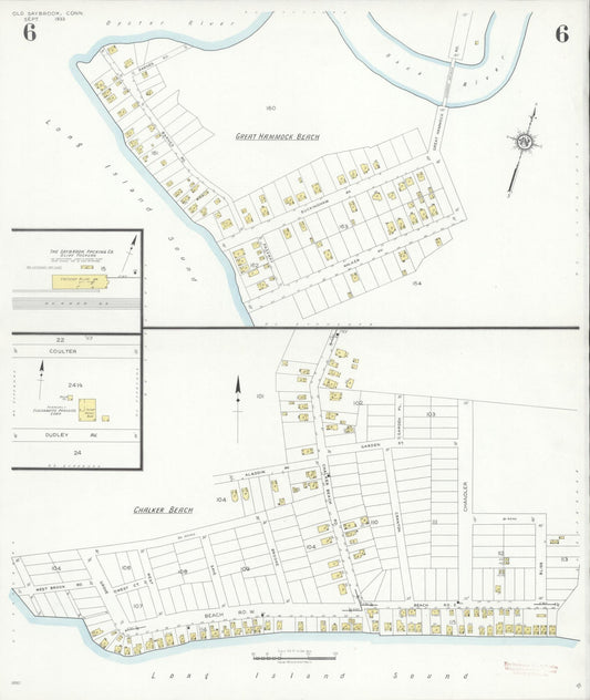 Sanborn Fire Insurance Map from Old Saybrook, Middlesex County, Connecticut (1933), Sheet #0006 - Historic Sanborn Fire Insurance Map Print, vintage old map wall art, antique decor, genealogy gift, Connecticut Connecticut map