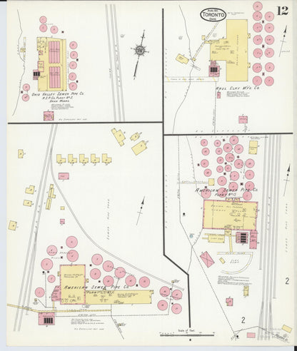 Sanborn Fire Insurance Map from Toronto, Jefferson County, Ohio (1911), Sheet #0012 - Historic Sanborn Fire Insurance Map Print, vintage old map wall art, antique decor, genealogy gift, Ohio Ohio map